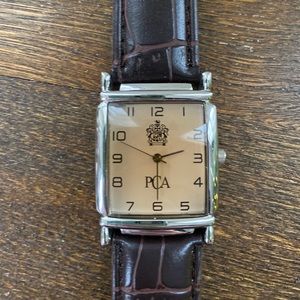 Stainless Steel Watch with Crocodile Strap